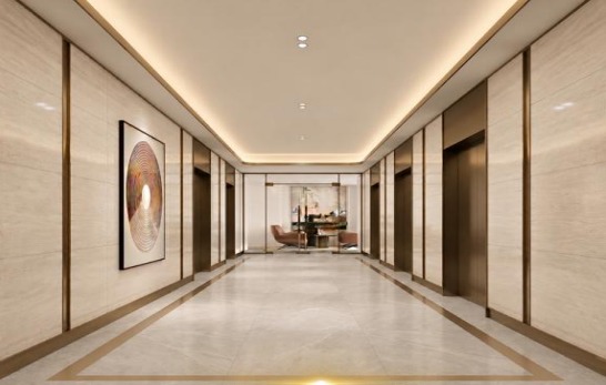 Capella Embassy grand lobby and lift lobby — refined luxury interiors, marble finishes, KL