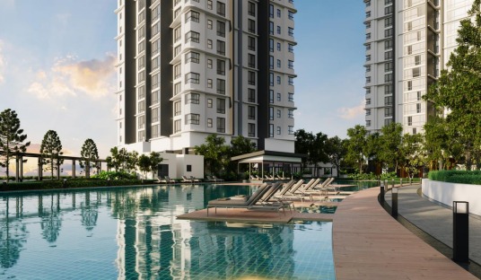 Capella Embassy lap pool and towers by day — poolside living at Embassy Row, Ampang Hilir KL